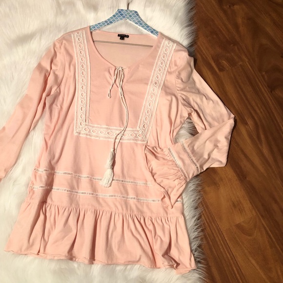 Hannah Tops - Hannah Cotton Lace Trimmed Top Size L Valentine